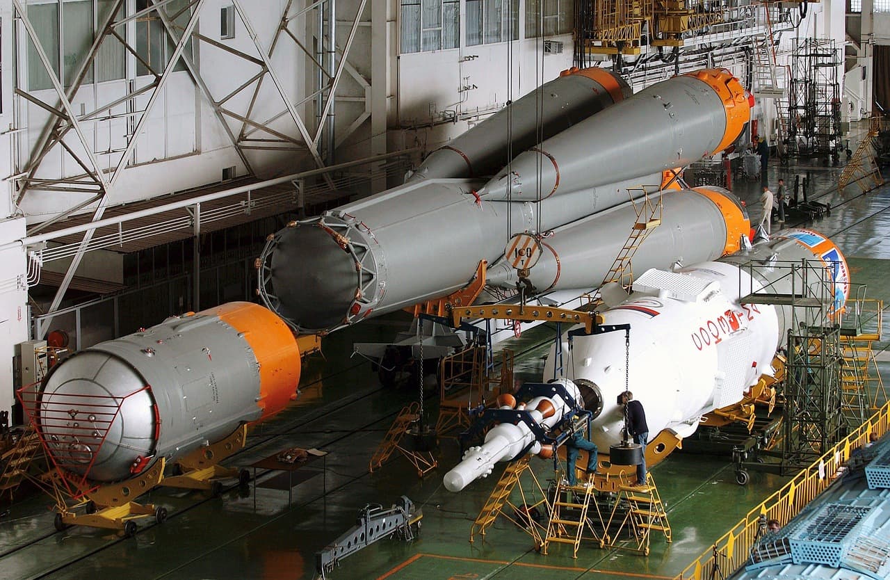 Rocket in space with Earth background